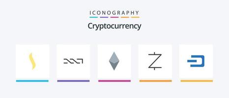 paquete de iconos planos de criptomonedas 5 que incluye guión. cripto. moneda criptográfica. moneda. etéreo. diseño de iconos creativos vector