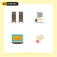 4 Universal Flat Icons Set for Web and Mobile Applications draw hand office draw donate graph Editable Vector Design Elements