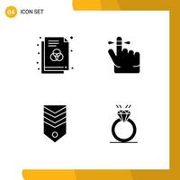 Universal Icon Symbols Group of 4 Modern Solid Glyphs of file rank color mind tag Editable Vector Design Elements