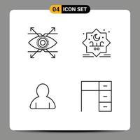 4 User Interface Line Pack of modern Signs and Symbols of business avatar vision typography desk Editable Vector Design Elements