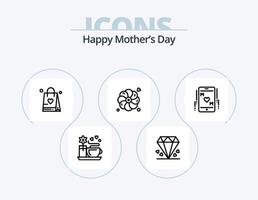 feliz día de la madre línea icono paquete 5 diseño de iconos. . cinta de caja mujer vector