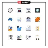 Pictogram Set of 16 Simple Flat Colors of australian light seo lamp meeting Editable Pack of Creative Vector Design Elements