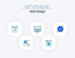 diseño web paquete de iconos planos 5 diseño de iconos. engranaje. www. sitio web. tecnología. escribir vector