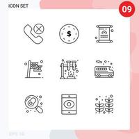 Set of 9 Vector Outlines on Grid for race checkered yen check ramadan Editable Vector Design Elements