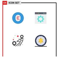 Modern Set of 4 Flat Icons and symbols such as bluetooth setting system gear pin Editable Vector Design Elements