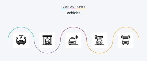 paquete de iconos de la línea 5 de vehículos que incluye. vehículos servicio. auto vector
