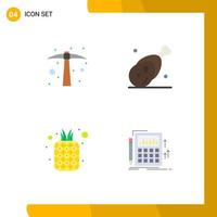 User Interface Pack of 4 Basic Flat Icons of hard work food tool ham fruits Editable Vector Design Elements