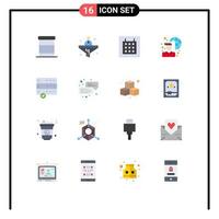 Mobile Interface Flat Color Set of 16 Pictograms of business data layout approve laptop Editable Pack of Creative Vector Design Elements