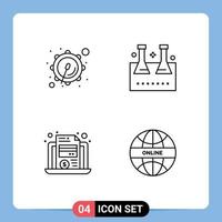 4 Universal Filledline Flat Colors Set for Web and Mobile Applications corps economy chemical flask lab glassware card Editable Vector Design Elements