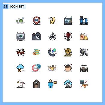 Set of 25 Modern UI Icons Symbols Signs for web design sign coding out Editable Vector Design Elements