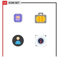 Pack of 4 Modern Flat Icons Signs and Symbols for Web Print Media such as cpu marketing hardware transportation user Editable Vector Design Elements