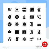 Set of 25 Commercial Solid Glyphs pack for bath port dna ethernet toggle Editable Vector Design Elements