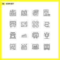 16 Universal Outlines Set for Web and Mobile Applications frame development send develop app Editable Vector Design Elements