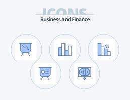 paquete de iconos azul de finanzas 5 diseño de iconos. bar. finanzas. dinero. cuadro. bar vector