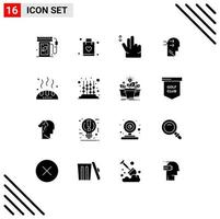 Stock Vector Icon Pack of 16 Line Signs and Symbols for giving bread gesture thinking head Editable Vector Design Elements