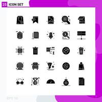 Pictogram Set of 25 Simple Solid Glyphs of online building text seo market Editable Vector Design Elements