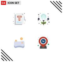 Paquete de 4 iconos planos de interfaz de usuario de signos y símbolos modernos de invención de optimización higiénica de documentos elementos de diseño vectorial geo editables vector