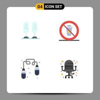 Pictogram Set of 4 Simple Flat Icons of celebration exercise toasting food jump rope Editable Vector Design Elements