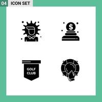 Universal Icon Symbols Group of 4 Modern Solid Glyphs of economy golf club solution money sports Editable Vector Design Elements