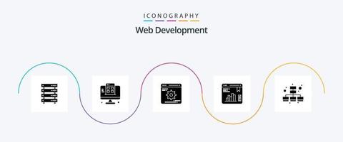 Web Development Glyph 5 Icon Pack Including business. graph. app. data. optimization vector