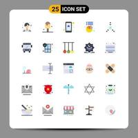 User Interface Pack of 25 Basic Flat Colors of school fire ware phone connection pie Editable Vector Design Elements