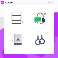 Group of 4 Modern Flat Icons Set for game book sport support ring Editable Vector Design Elements