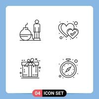 Set of 4 Modern UI Icons Symbols Signs for business gift problem like clock Editable Vector Design Elements