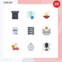 Pictogram Set of 9 Simple Flat Colors of storage data storage china data paper Editable Vector Design Elements