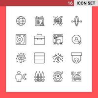 16 Creative Icons Modern Signs and Symbols of box music keyboard media beach Editable Vector Design Elements