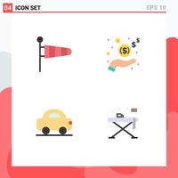 4 Flat Icon concept for Websites Mobile and Apps nature car wind money vehicles Editable Vector Design Elements