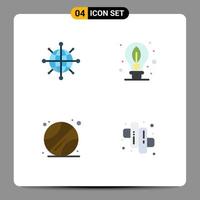 paquete de 4 iconos planos creativos de elementos de diseño vectorial editables de dulces de hoja de tierra de deportes de Internet vector