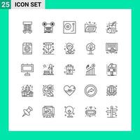 Set of 25 Modern UI Icons Symbols Signs for apple folder music files turntable Editable Vector Design Elements