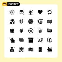 User Interface Pack of 25 Basic Solid Glyphs of circle favorite ability like heart Editable Vector Design Elements