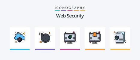 Web Security Line Filled 5 Icon Pack Including notice. alert. help. virus. bomb. Creative Icons Design vector