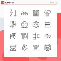 Pictogram Set of 16 Simple Outlines of tie business web sky docs file storage Editable Vector Design Elements