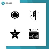 Stock Vector Icon Pack of 4 Line Signs and Symbols for grid coin fable crypto currency horror star Editable Vector Design Elements