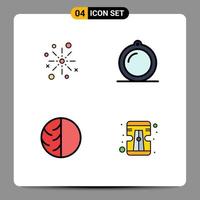 Pictogram Set of 4 Simple Filledline Flat Colors of bang interior crackers fireworks dermatologist Editable Vector Design Elements