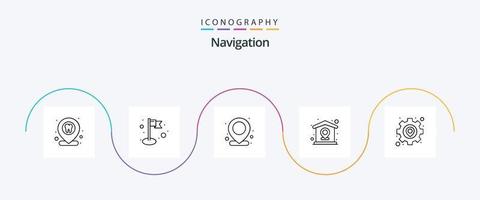 Navigation Line 5 Icon Pack Including map. gear. map. pin. location vector