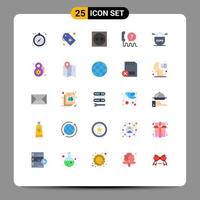 25 User Interface Flat Color Pack of modern Signs and Symbols of protection data electric support interface Editable Vector Design Elements