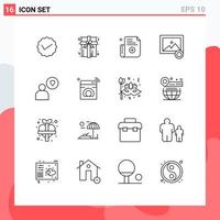 Universal Icon Symbols Group of 16 Modern Outlines of internet love form man image Editable Vector Design Elements