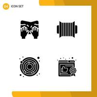 User Interface Pack of 4 Basic Solid Glyphs of massage earth text instrument business Editable Vector Design Elements
