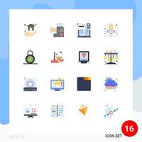 paquete de iconos de vectores de stock de 16 signos y símbolos de línea para análisis de gráfico de calculadora de finanzas de bloqueo paquete editable de elementos de diseño de vectores creativos