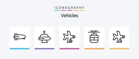 paquete de iconos de la línea 5 de vehículos que incluye el vehículo. transporte. vehículos transporte. transporte. diseño de iconos creativos vector