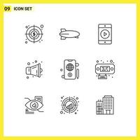 9 Creative Icons Modern Signs and Symbols of data dollar movie globe speaker Editable Vector Design Elements