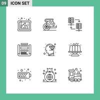 Stock Vector Icon Pack of 9 Line Signs and Symbols for layout development greece design share Editable Vector Design Elements