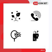 User Interface Solid Glyph Pack of modern Signs and Symbols of leaf signals sprout phone balloon Editable Vector Design Elements