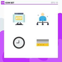 4 Thematic Vector Flat Icons and Editable Symbols of domain clock link chief business Editable Vector Design Elements