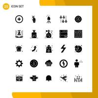 25 User Interface Solid Glyph Pack of modern Signs and Symbols of audience lock scanning gdpr camping Editable Vector Design Elements