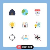 Pictogram Set of 9 Simple Flat Colors of apartment innovation shop creative commerce Editable Vector Design Elements