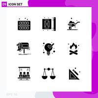 Modern Set of 9 Solid Glyphs and symbols such as defining newsletter health marketing campaigns Editable Vector Design Elements